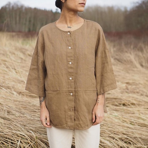 Beaton Linen Tops - GREY Beaton Linen Utility Shirt